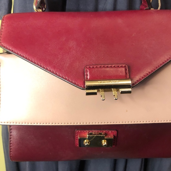 Michael Kors Red and Cream Satchel with Gold Hardware - Picture 10 of 16